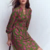 Amy Short Jersey Dress Olive, Blossomy Sprig Amy Short Jersey Dress Olive, Blossomy Sprig