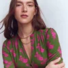Amy Short Jersey Dress Olive, Blossomy Sprig Amy Short Jersey Dress Olive, Blossomy Sprig