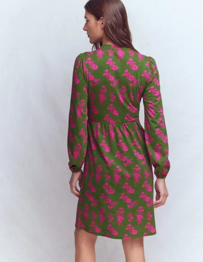 Amy Short Jersey Dress Olive, Blossomy Sprig Amy Short Jersey Dress Olive, Blossomy Sprig