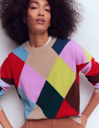 Anastasia Cashmere Sweater Multi Harlequin Jumper