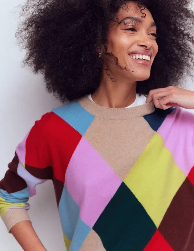 Anastasia Cashmere Sweater Multi Harlequin Jumper Anastasia Cashmere Sweater Multi Harlequin Jumper