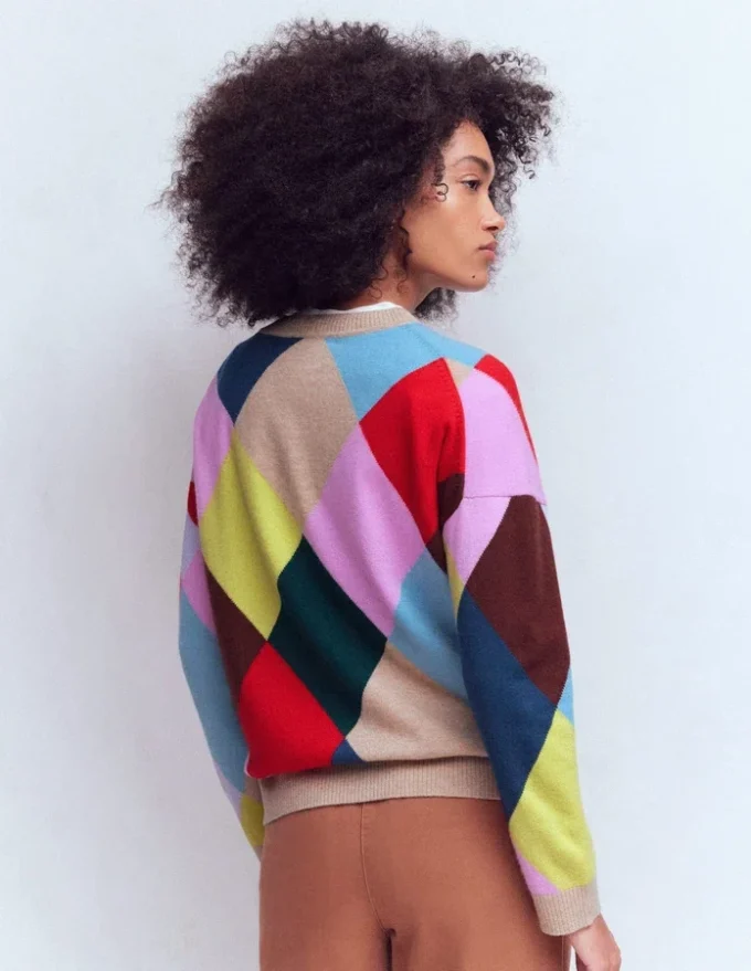 Anastasia Cashmere Sweater Multi Harlequin Jumper Anastasia Cashmere Sweater Multi Harlequin Jumper