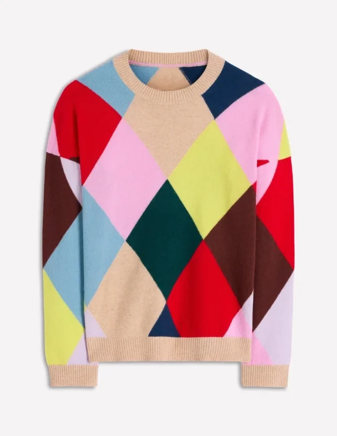 Anastasia Cashmere Sweater Multi Harlequin Jumper Anastasia Cashmere Sweater Multi Harlequin Jumper