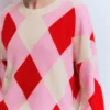 Anastasia Cashmere Sweater Red and Pink Argyle Anastasia Cashmere Sweater Red and Pink Argyle