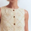 Andrea Cotton Shell Top Ivory broderie Andrea Cotton Shell Top Ivory broderie