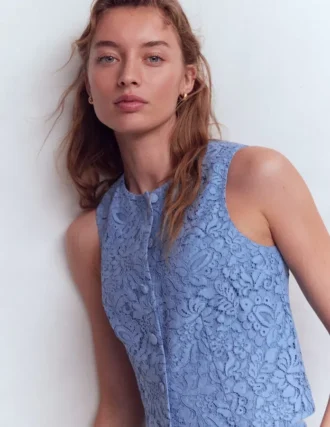 Andrea Lace Shell Top Cornflower Blue