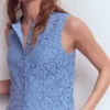 Andrea Lace Shell Top Cornflower Blue Andrea Lace Shell Top Cornflower Blue