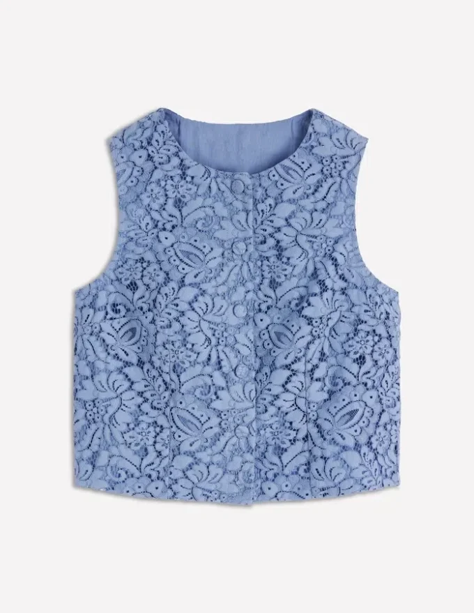 Andrea Lace Shell Top Cornflower Blue Andrea Lace Shell Top Cornflower Blue