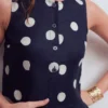 Andrea Linen Shell Top French Navy, Painted Dot Andrea Linen Shell Top French Navy, Painted Dot