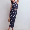Andrea Linen Shell Top French Navy, Painted Dot Andrea Linen Shell Top French Navy, Painted Dot