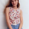 Andrea Linen Shell Top Ivory, Bloom Scatter