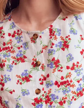 Andrea Linen Shell Top Ivory, Bloom Scatter