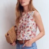 Andrea Linen Shell Top Ivory, Bloom Scatter