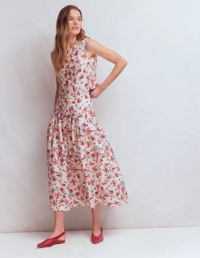 Andrea Linen Shell Top Ivory, Bloom Scatter