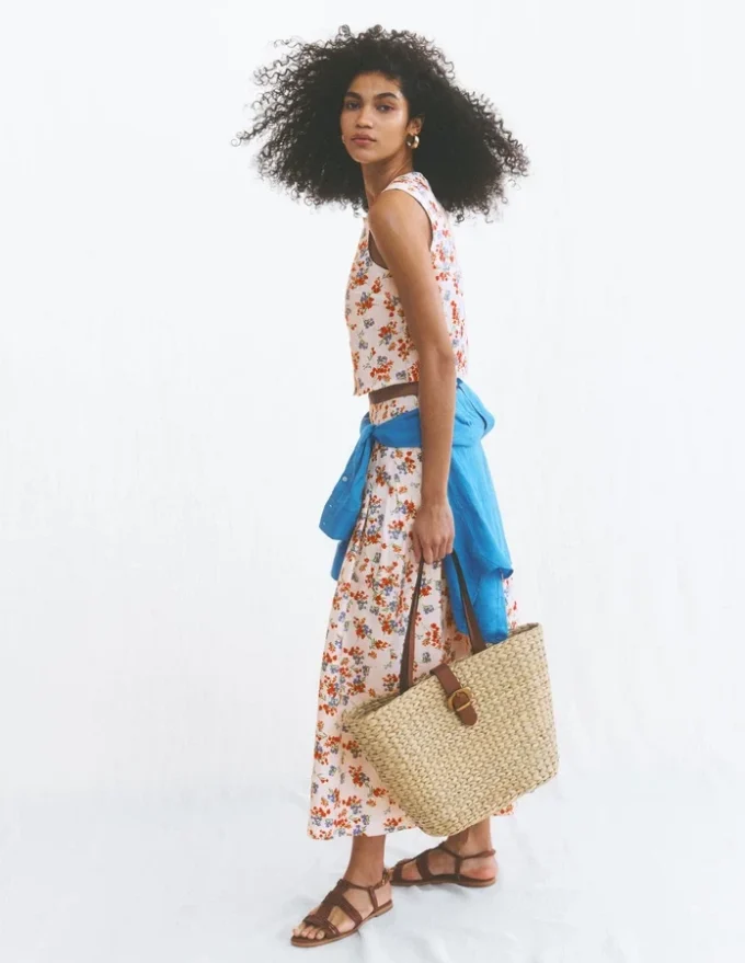 Andrea Linen Shell Top Ivory, Bloom Scatter