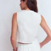Andrea Linen Shell Top White Andrea Linen Shell Top White