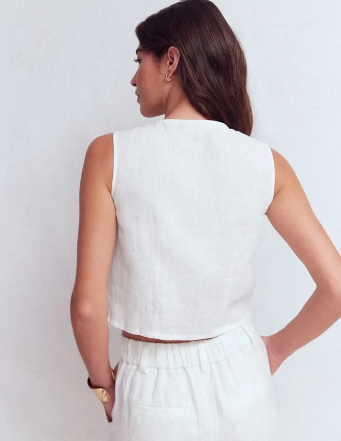Andrea Linen Shell Top White Andrea Linen Shell Top White