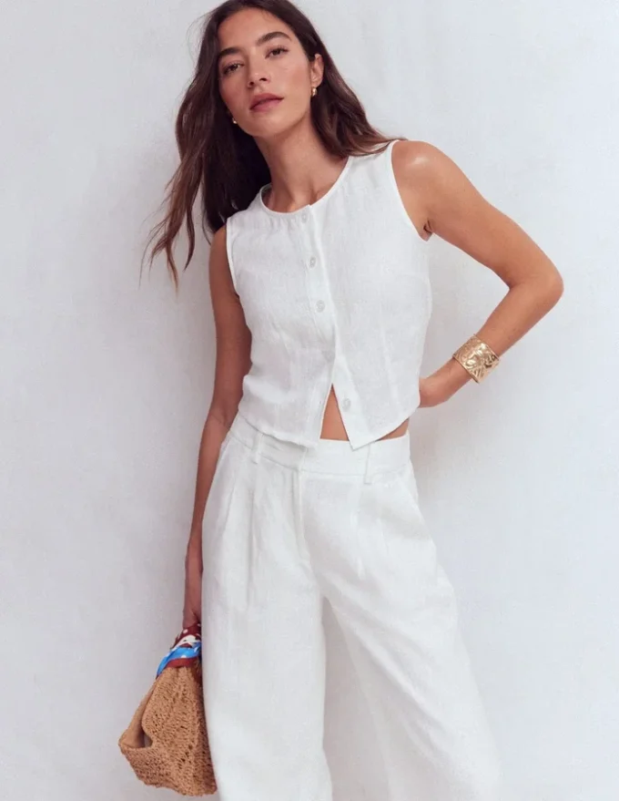Andrea Linen Shell Top White Andrea Linen Shell Top White