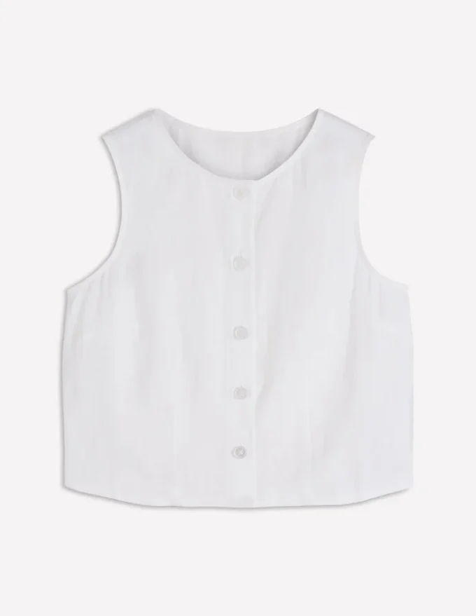 Andrea Linen Shell Top White Andrea Linen Shell Top White