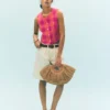Andrea Linen Shell Top Zesty Orange, Pink Gingham Andrea Linen Shell Top Zesty Orange, Pink Gingham