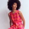 Andrea Linen Shell Top Zesty Orange, Pink Gingham Andrea Linen Shell Top Zesty Orange, Pink Gingham