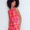 Andrea Linen Shell Top Zesty Orange, Pink Gingham Andrea Linen Shell Top Zesty Orange, Pink Gingham