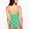 Andros Twist Front Swimsuit Rich Emerald, Blossomy