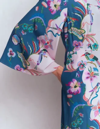 Angel Sleeve Boat Neck Dress Tourmaline Blue, Orchid Canopy