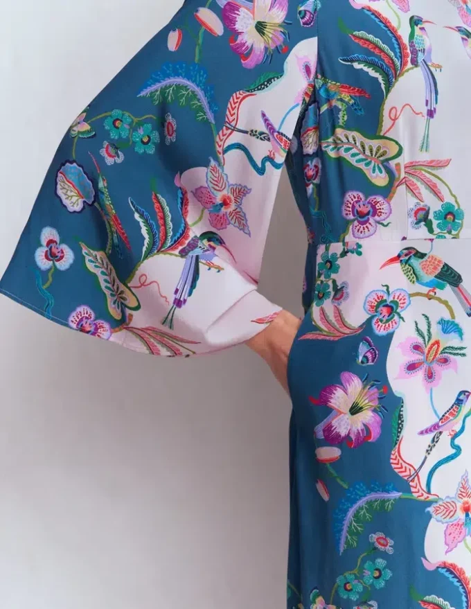 Angel Sleeve Boat Neck Dress Tourmaline Blue, Orchid Canopy Angel Sleeve Boat Neck Dress Tourmaline Blue, Orchid Canopy
