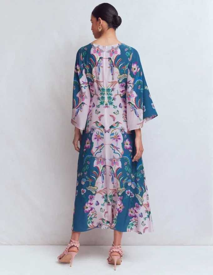 Angel Sleeve Boat Neck Dress Tourmaline Blue, Orchid Canopy Angel Sleeve Boat Neck Dress Tourmaline Blue, Orchid Canopy