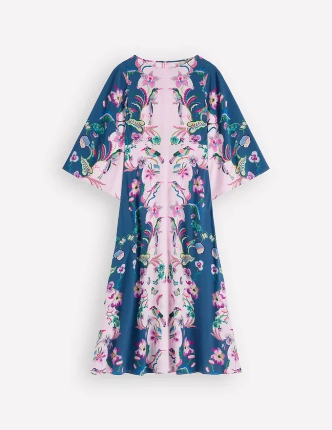 Angel Sleeve Boat Neck Dress Tourmaline Blue, Orchid Canopy Angel Sleeve Boat Neck Dress Tourmaline Blue, Orchid Canopy