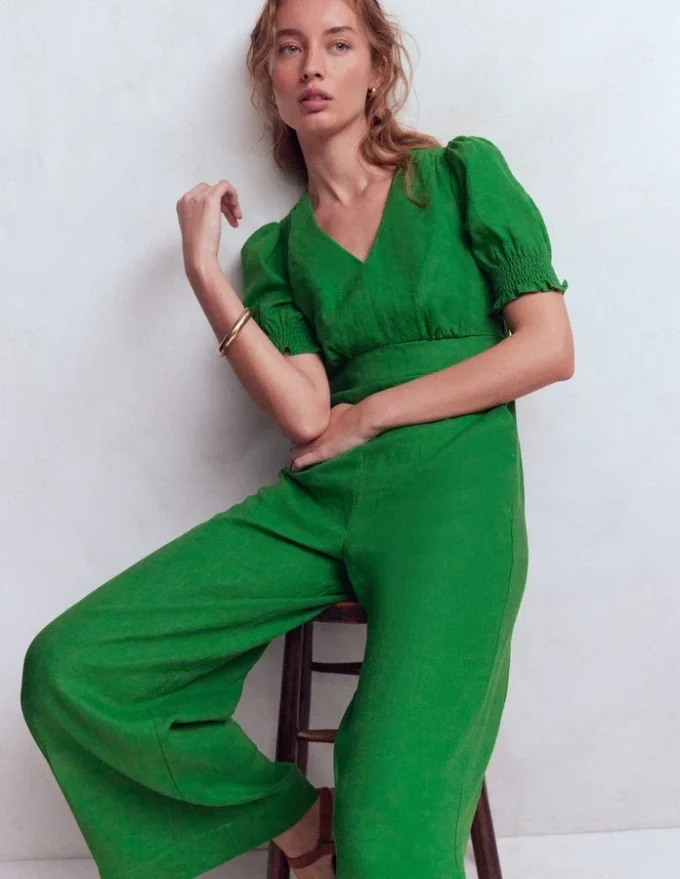Anna Linen Jumpsuit Amazon Green Anna Linen Jumpsuit Amazon Green