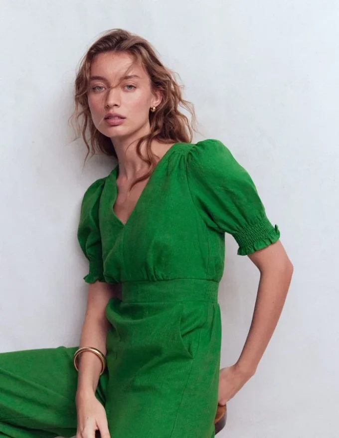 Anna Linen Jumpsuit Amazon Green Anna Linen Jumpsuit Amazon Green