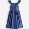 Annalisa Twirly Sundress Denim Blue Embroidery Annalisa Twirly Sundress Denim Blue Embroidery