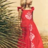 Annalisa Twirly Sundress Spicy Red Embroidery Annalisa Twirly Sundress Spicy Red Embroidery