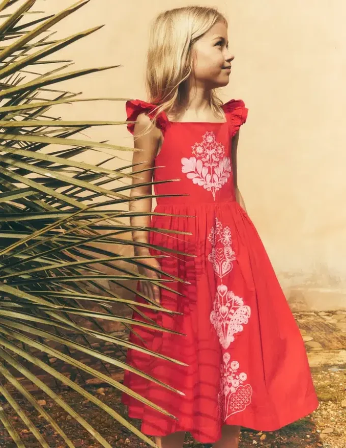 Annalisa Twirly Sundress Spicy Red Embroidery Annalisa Twirly Sundress Spicy Red Embroidery