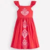 Annalisa Twirly Sundress Spicy Red Embroidery Annalisa Twirly Sundress Spicy Red Embroidery