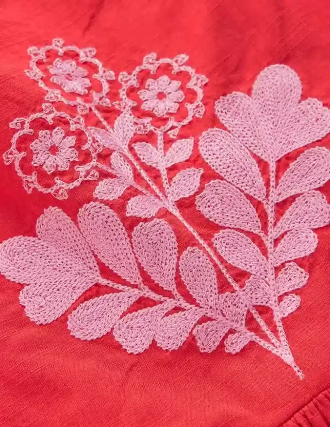 Annalisa Twirly Sundress Spicy Red Embroidery Annalisa Twirly Sundress Spicy Red Embroidery