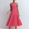 Annet Linen Blend Midi Dress Cherry Blush Annet Linen Blend Midi Dress Cherry Blush