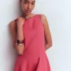 Annet Linen Blend Midi Dress Cherry Blush Annet Linen Blend Midi Dress Cherry Blush