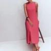Annet Linen Blend Midi Dress Cherry Blush Annet Linen Blend Midi Dress Cherry Blush