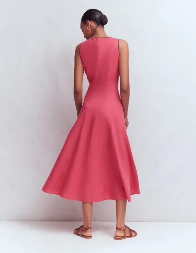Annet Linen Blend Midi Dress Cherry Blush Annet Linen Blend Midi Dress Cherry Blush