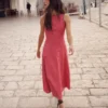 Annet Linen Blend Midi Dress Cherry Blush Annet Linen Blend Midi Dress Cherry Blush