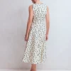 Annet Linen Blend Midi Dress Ivory Painted Dot Spaced Annet Linen Blend Midi Dress Ivory Painted Dot Spaced