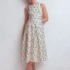 Annet Linen Blend Midi Dress Ivory Painted Dot Spaced Annet Linen Blend Midi Dress Ivory Painted Dot Spaced