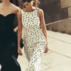 Annet Linen Blend Midi Dress Ivory Painted Dot Spaced Annet Linen Blend Midi Dress Ivory Painted Dot Spaced
