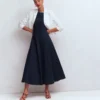 Annet Linen Blend Midi Dress Navy Annet Linen Blend Midi Dress Navy