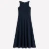 Annet Linen Blend Midi Dress Navy Annet Linen Blend Midi Dress Navy