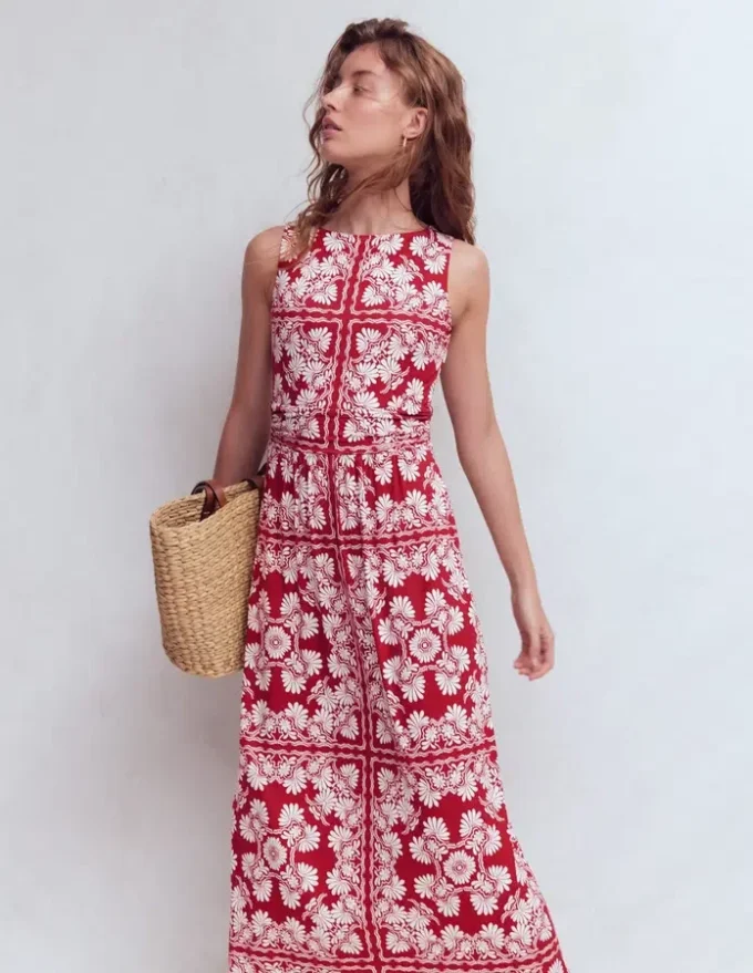 Antonia Jersey Maxi Dress Rich Chestnut, Botanical Charm Antonia Jersey Maxi Dress Rich Chestnut, Botanical Charm