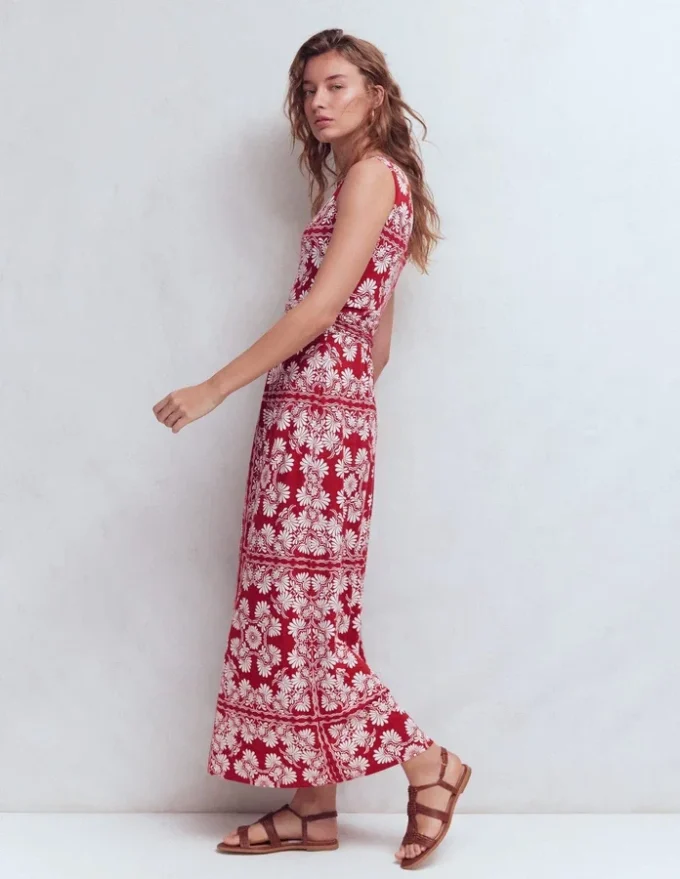 Antonia Jersey Maxi Dress Rich Chestnut, Botanical Charm Antonia Jersey Maxi Dress Rich Chestnut, Botanical Charm
